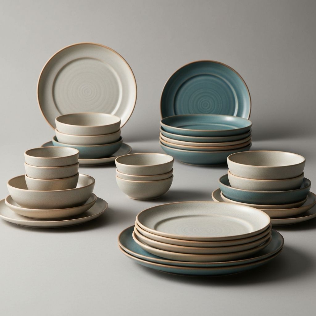 Our Place Tableware and Dining collection with stackable ceramic plates and bowls